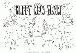 New Year Colouring Pages