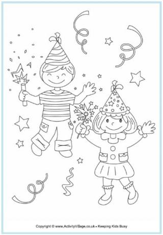 New Year Colouring Page - Kids