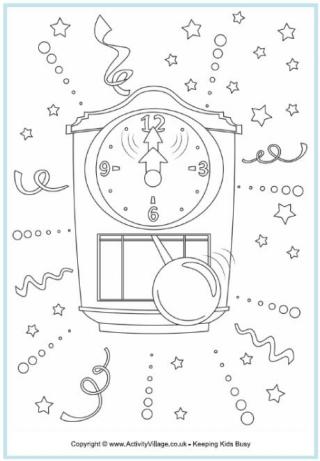 New Year Colouring Page - Midnight