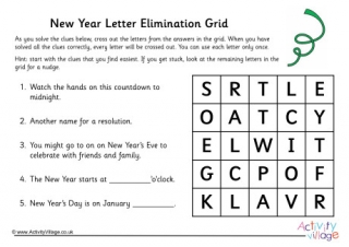 New Year Letter Elimination Grid