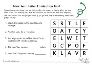 New Year Letter Elimination Grid