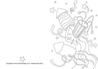 New Year Rockets Colouring Card
