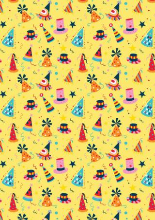 New Year Scrapbook Paper - Party Hats