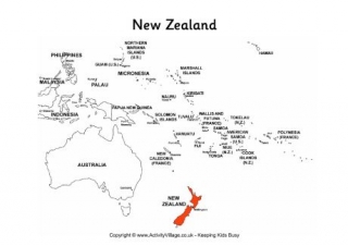 New Zealand on Map of Oceania