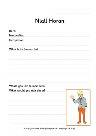 Niall Horan Worksheet