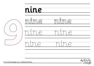 Nine Handwriting Worksheet 