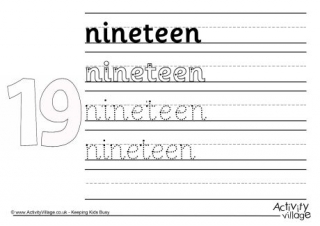 Nineteen Handwriting Worksheet 