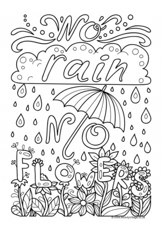 No Rain No Flowers Colouring Page