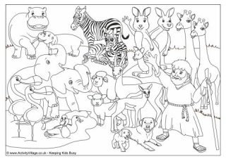Noah's Ark Animals Colouring Page