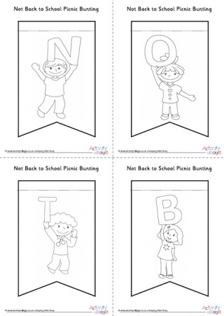 Not Back To School Picnic Colouring Bunting