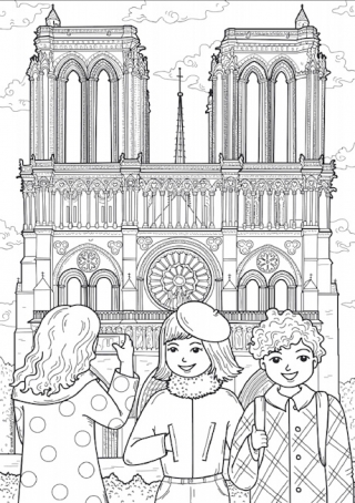 Notre Dame colouring page