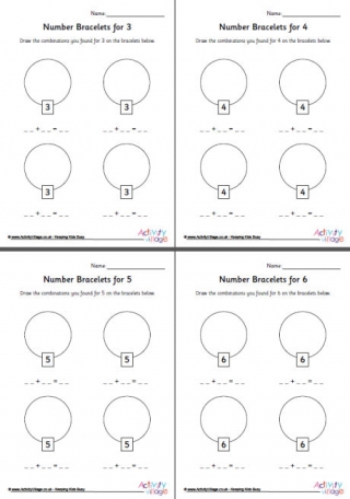 Number Bracelet Recording Sheets