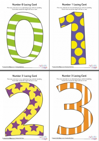 Number Lacing Cards 0 to 9