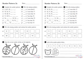 Number Pattern Worksheets Set 2