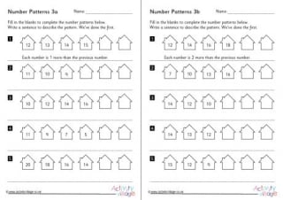 Number Pattern Worksheets Set 3