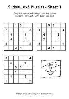 Number Sudoku Puzzles for Kids