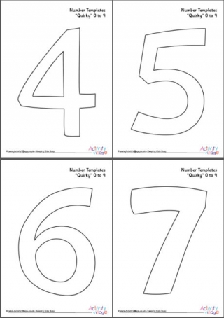 Number Templates 0 to 9 Quirky