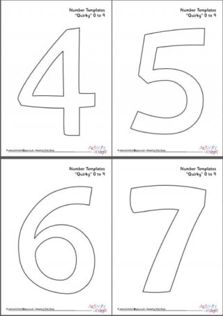 number templates 0 to 9 quirky