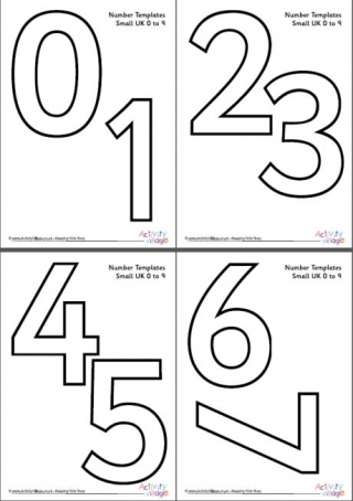 Number Templates 0 to 9 Small