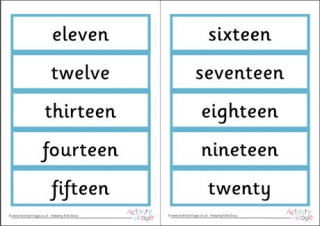 Number Word Cards 11-20