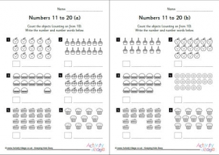 Numbers 11 to 20 Worksheets Set 1