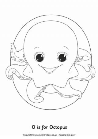 O is for Octopus Colouring Page