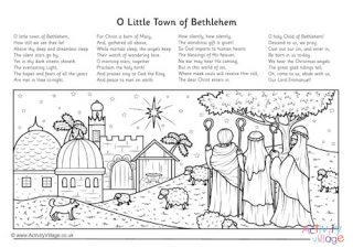 O Little Town of Bethlehem Christmas Carol Colouring Page