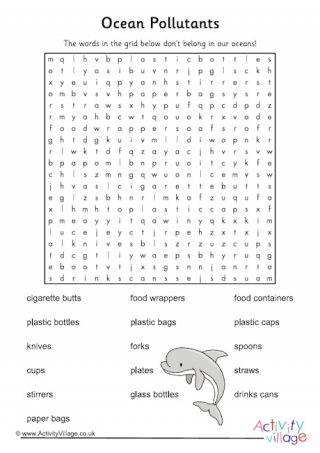 Ocean Pollutants Word Search