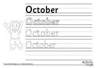 October Handwriting Worksheet