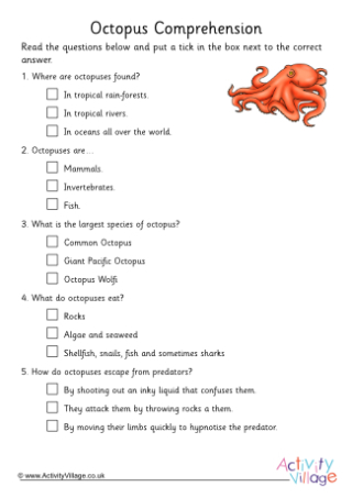 Octopus Comprehension Multiple Choice