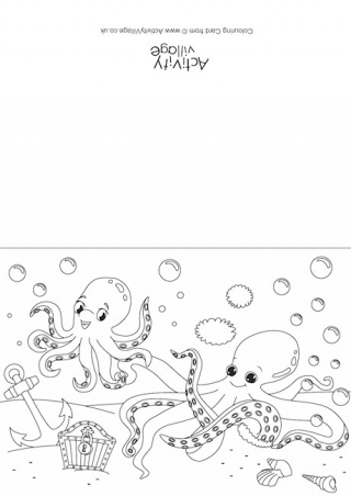 Octopus Scene Colouring Card