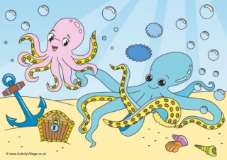 Octopus Scene Poster
