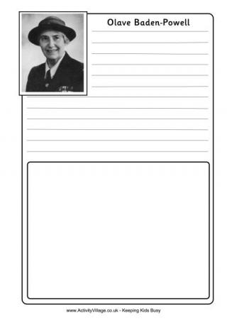 Olave Baden-Powell Notebooking Page