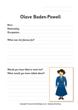Olave Baden-Powell Worksheet