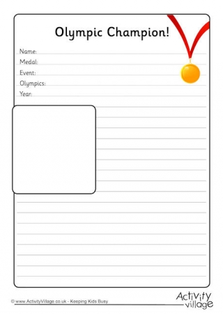 Olympic Champion Notebooking Page