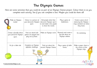 Olympic Games Activities Sheet 