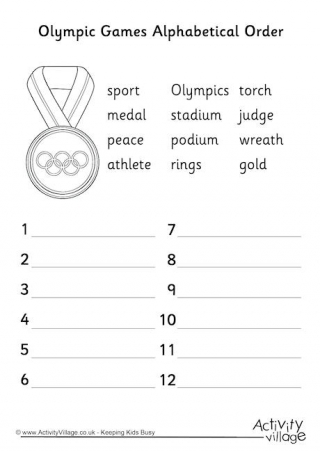 Olympic Games Alphabetical Order Worksheet