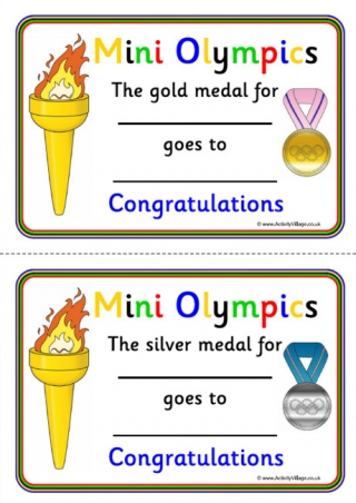 Olympic Games Winners Certificates 2