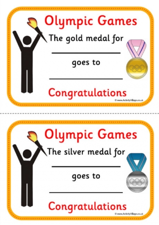 Olympic Games Winners Certificates