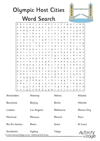 Olympic Host Cities Word Search