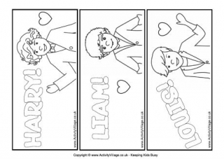 One Direction Colouring Bookmarks 2