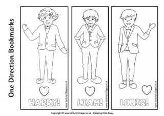 One Direction Colouring Bookmarks
