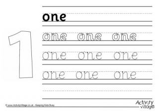 One Handwriting Worksheet 