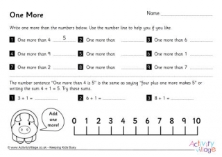 One More Worksheets Set 1