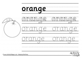 Orange Handwriting Worksheet