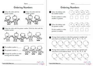 Ordering Numbers 11 to 20 Worksheets Set 2