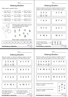 First grade math worksheets ordering numbers