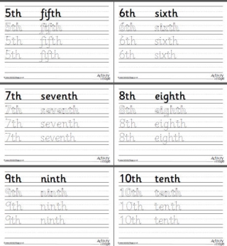 Writing Ordinal Numbers To 10