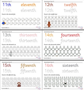 Ordinal Numbers Posters 11 to 20