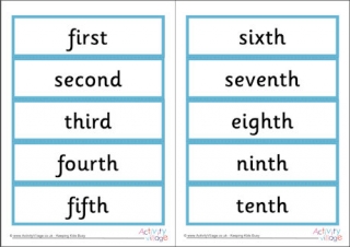 Ordinal Numbers Word Cards 1-10